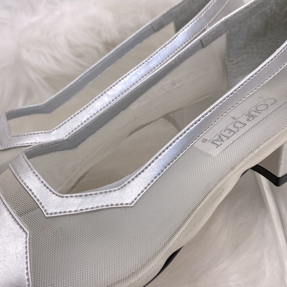 Coup D’Etat Vintage Heels Silver metallic sheer net block heel Women’s 9 - Picture 4 of 10